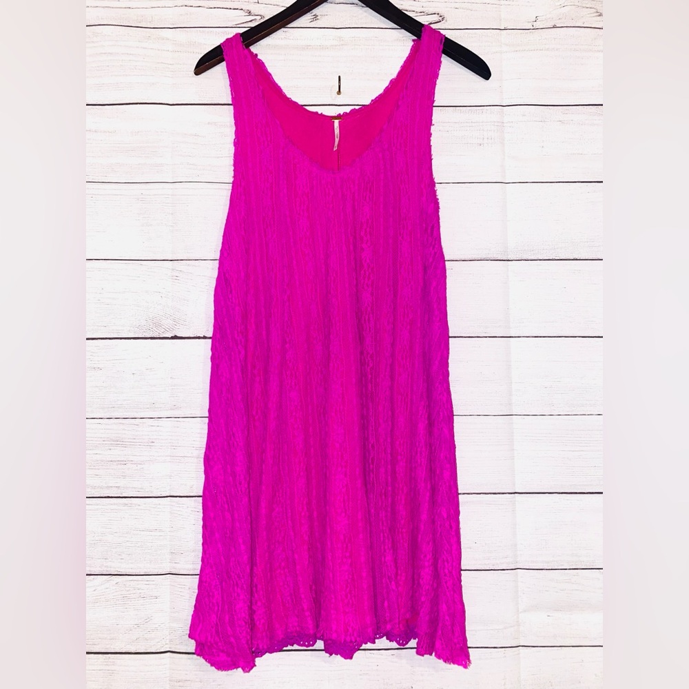 Free People Lace Swing Dress Hot Pink Size S/P